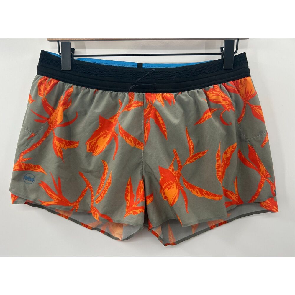 Janji Women's AFO Middle Running Shorts Floral Orange Gray Size Medium 2.5